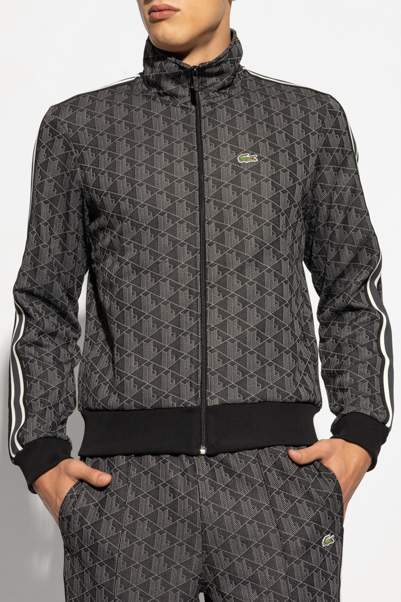 LACOSTE ジップアップスタジャン US S/M ブラック/グレー ラコステ ジップアップスタジャン US S/M ブラック/グレー